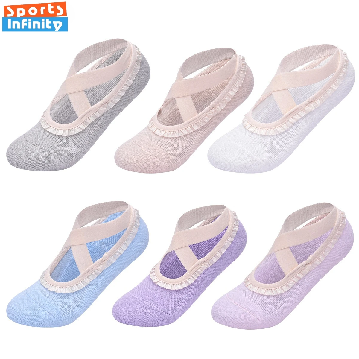 2026 Women's Strap Lace Yoga Socks Anti Slip Professional Pilates Socks Dance Aerobics Trampoline Fitness Sports Socks Woman