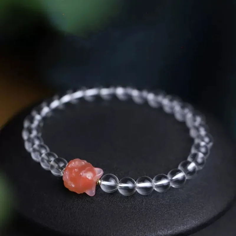 

Natural White Salt Source Agate Nine-Tailed Women'S Bracelet