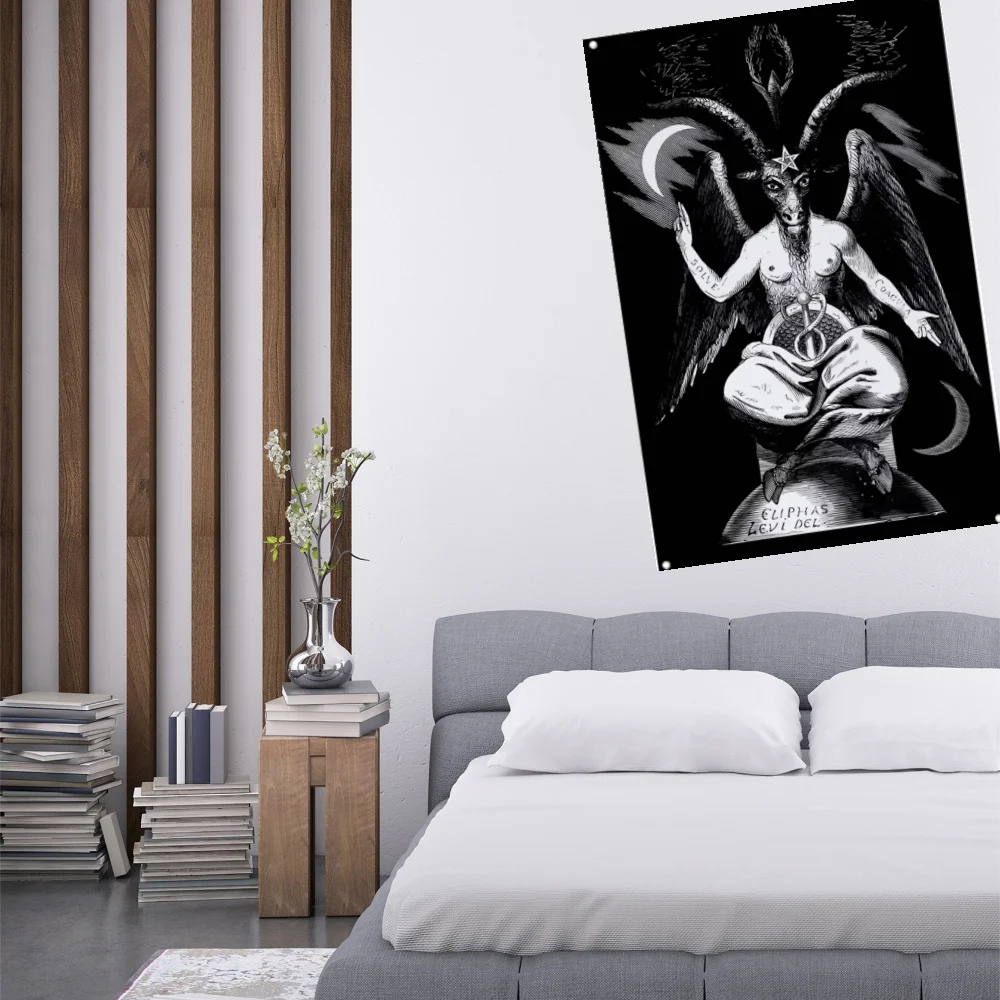 Satan Goat demon Flags fairy tale Interesting flag Men's Cave Wall tapestry With Brass Grommet Suitable For University banner