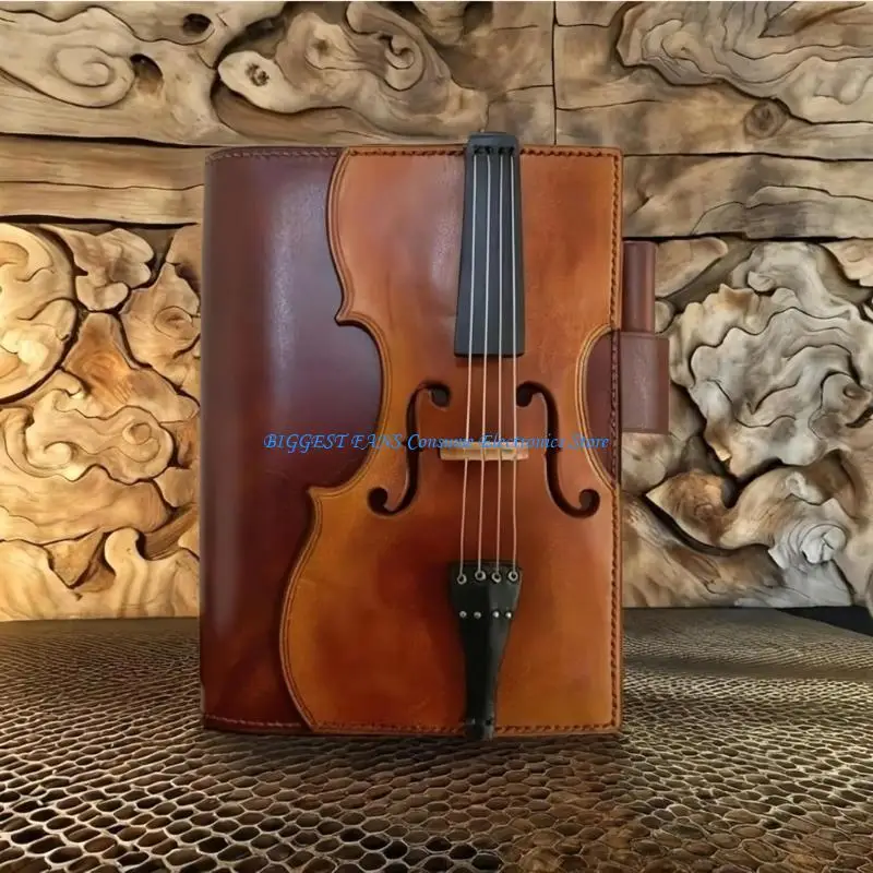 バイオリンレザーノートパッド文房具ノートブックジャーナルノートパッドシンプルノートブック