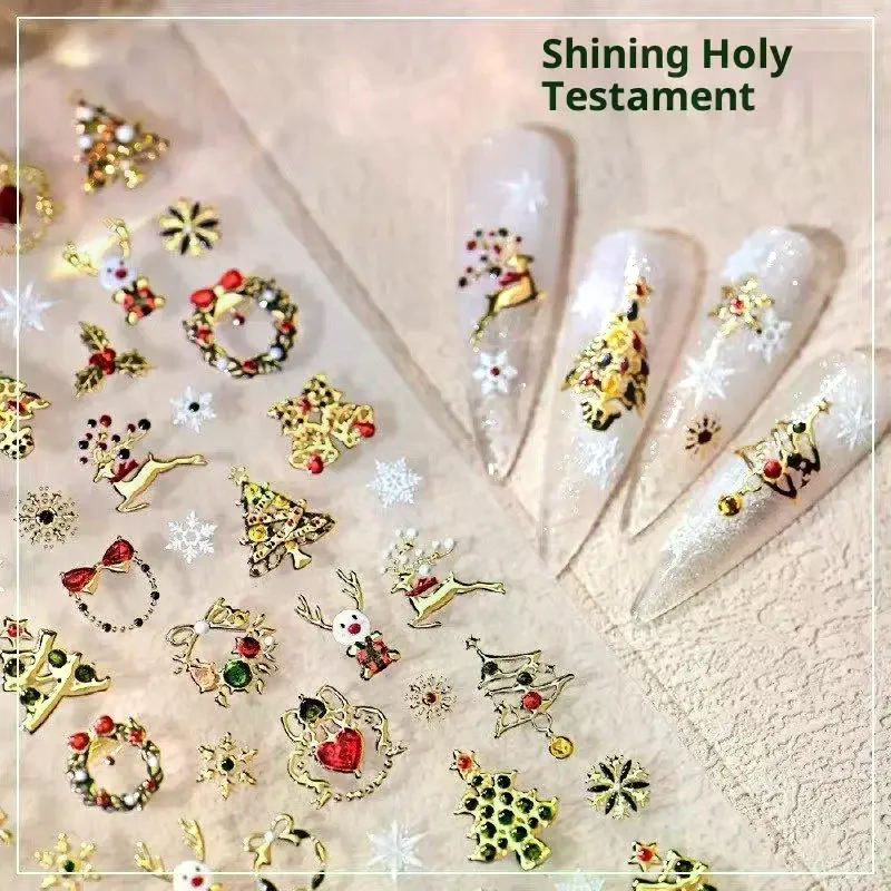 Милый-рождественский-стиль-красочные-огни-горошек-Рождественская-елка-наклейки-для-дизайна-ногтей-бантик-дизайн-ногтей-тисненые-наклейки-декор-для-ногтей