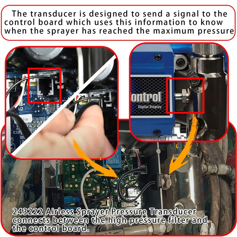 243222 Airless Sprayer Pressure Transducer，Compatible with Most Graco Airless Paint Sprayers 90ES 390 395 490 495 595 695 Etc