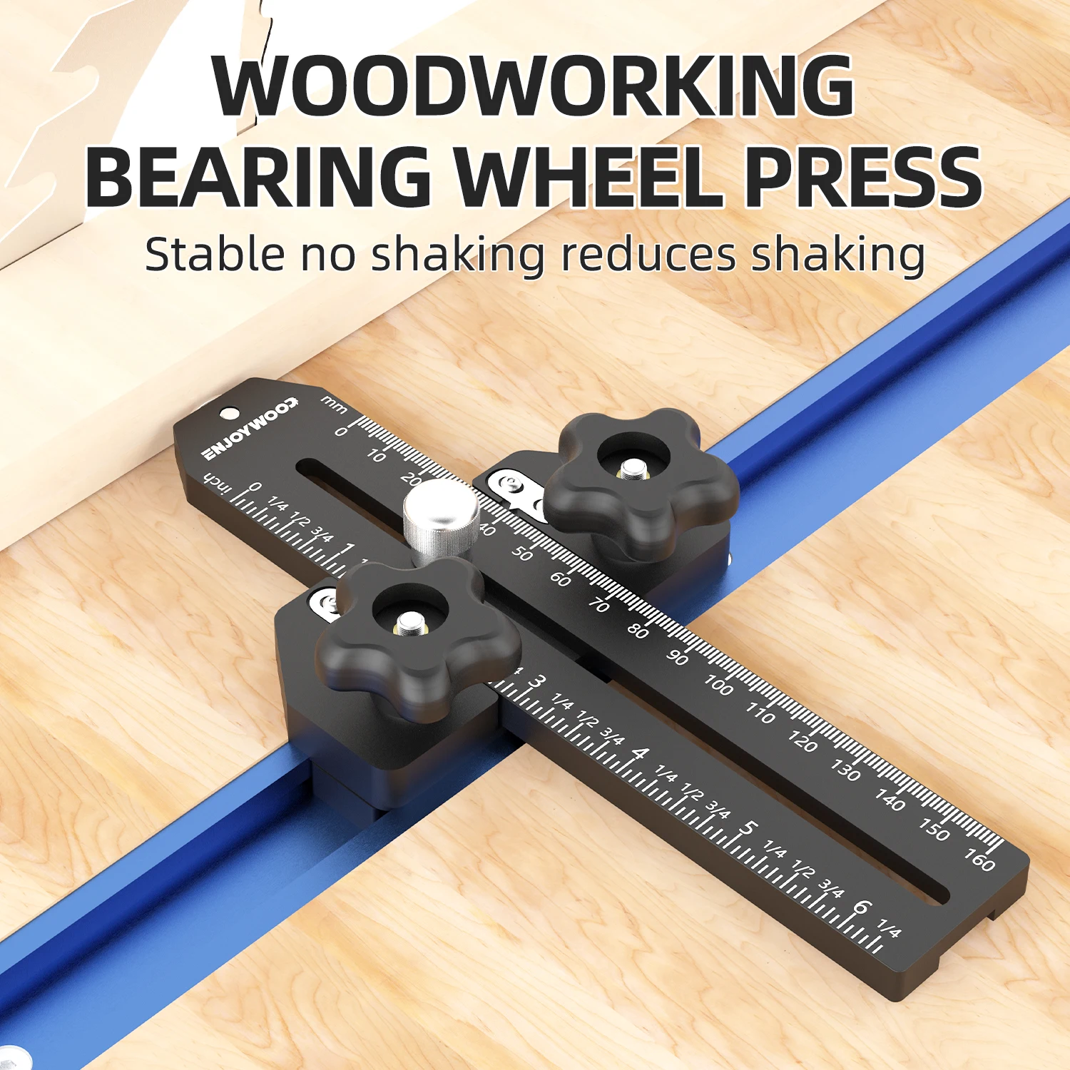 ENJOYWOOD 160Mm Panduan Jig Gergaji Meja Penggaris Geser Jig Rip Tipis Pekerjaan Kayu untuk Membuat Batas Pemotongan Strip Tipis Sempit Berulang