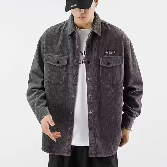 

Мужской повседневный кардиган свободного кроя, новый осенний модный ветрозащитный однотонный кардиган с воротником-стойкой и длинными рукавами