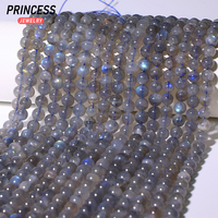 Hot Sell A+ Natural Blue Labradorite 4-7mm Shiny Round Loose Stone Beads For Jewelry Making Strand 15 Inch Wholesale