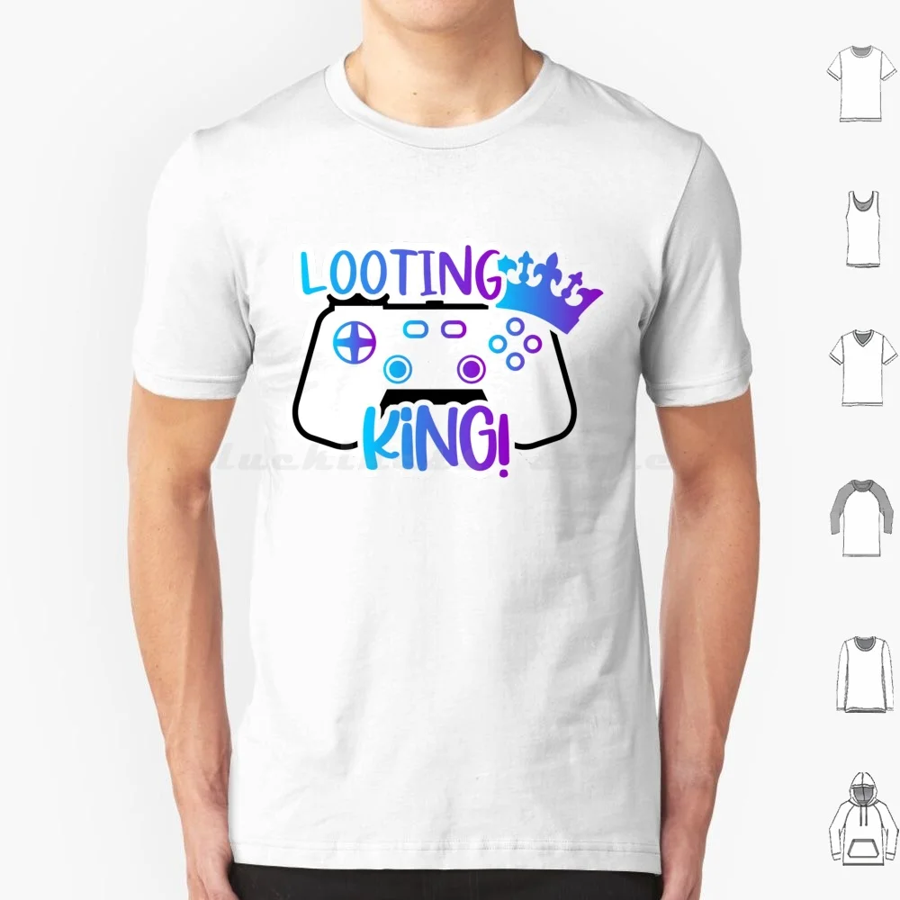 Looting King T Shirt 6xl Cotton Cool Tee Game Degraded Blue Pink Purple Controller Console Player Gaming Loot King Reward