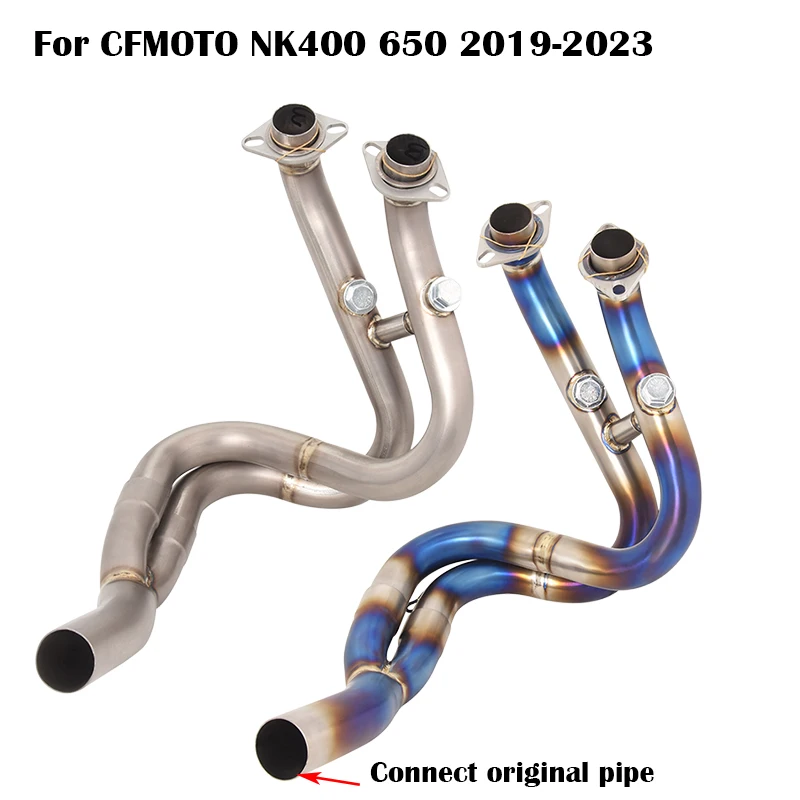 For CFMOTO NK400 650 2019-2023 New Motorcycle Exhaust Header Link Pipe Titanium Alloy Front Tube Slip On Original Muffler Escape