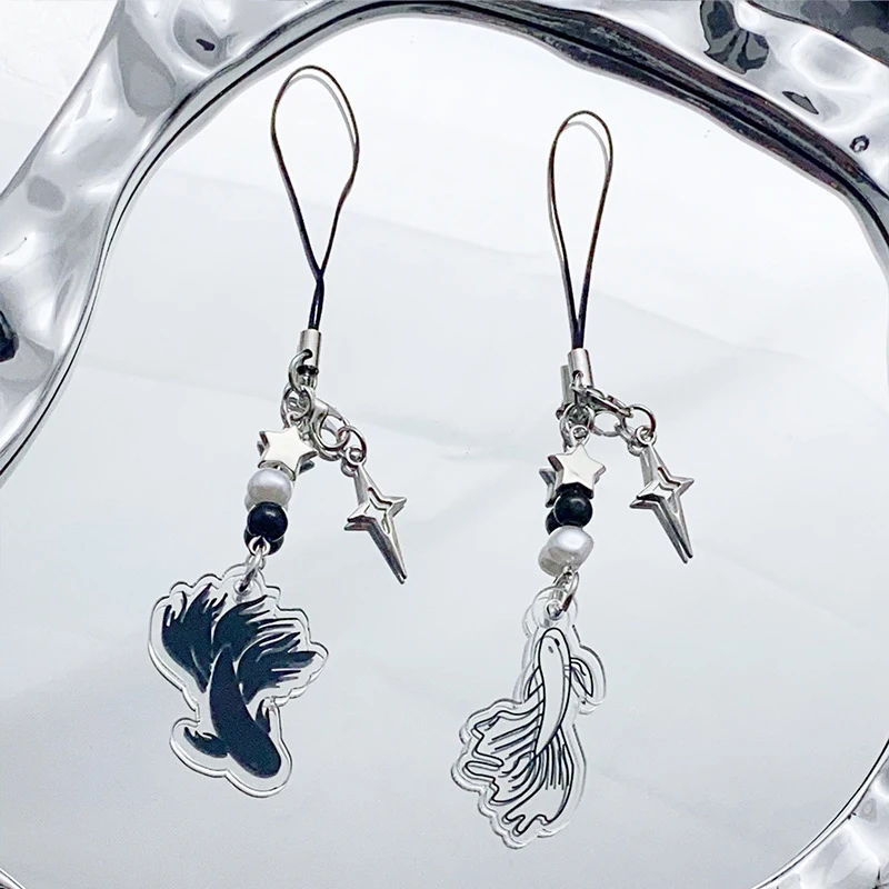 Fashion Fish Cross Keychain Phone Anti-Lost Lanyard Portable Keyring Detachable Phone Chains Backpack Decoration Accessories