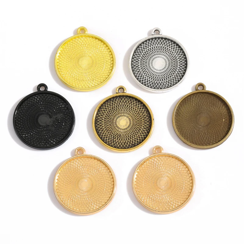 

10 шт., 6 цветов, ожерелье, кулон, кабошон, основание, поднос, безель, пустая, подходит для 20 мм, круглые кабошоны, изготовление ювелирных изделий 25*22 мм C104