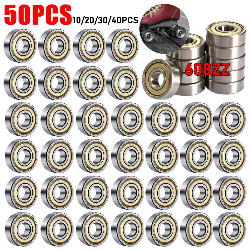 50-10pcs 608ZZ Ball Bearing Double Shielded Miniature High-carbon Steel Single Row 608ZZ ABEC-7 Deep Groove Ball Bearing 608 ZZ