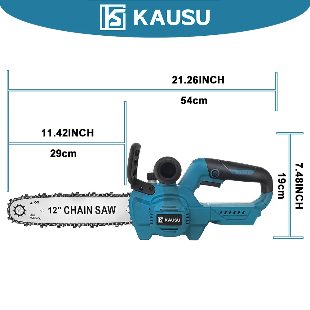12Inch Brushless Electric Chainsaw 21V Cordless Woodworking Tool Garden Wood Cutter Portable Power Tool For Makita 18V Battery