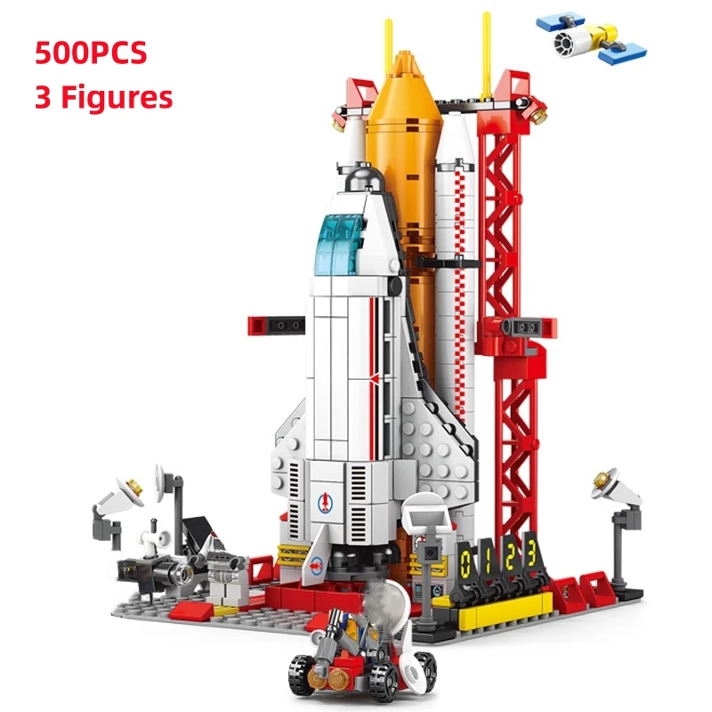 City Shuttle Satellite Rocket Building Blocks Space Station Saturn Astronaut Figure Man Bricks Set Gift for Boys