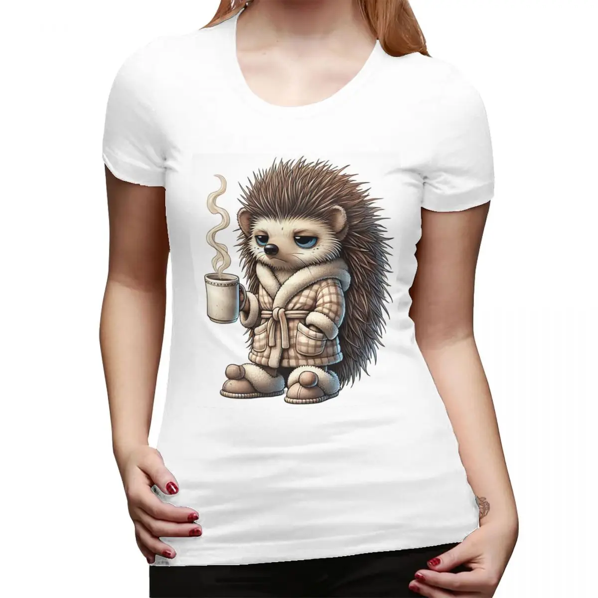 

Tired Hedgehog T-Shirt for Women Crew Neck Streetwear T Shirts Women's Tees Short Summer Clothes Tops