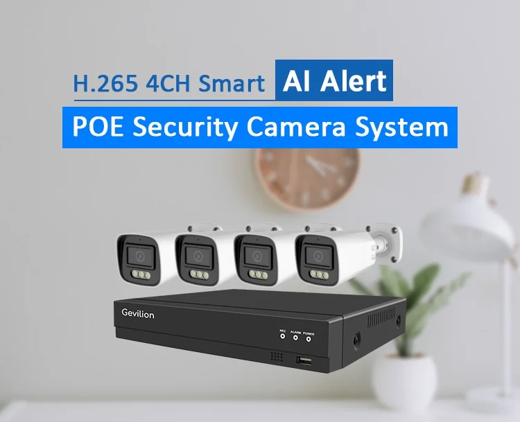 8MP 4 Channel Video Surveillancei Security Cameras POE NVR Kit System 4K Outdoor Motion Detection Alarm Two-way Audio