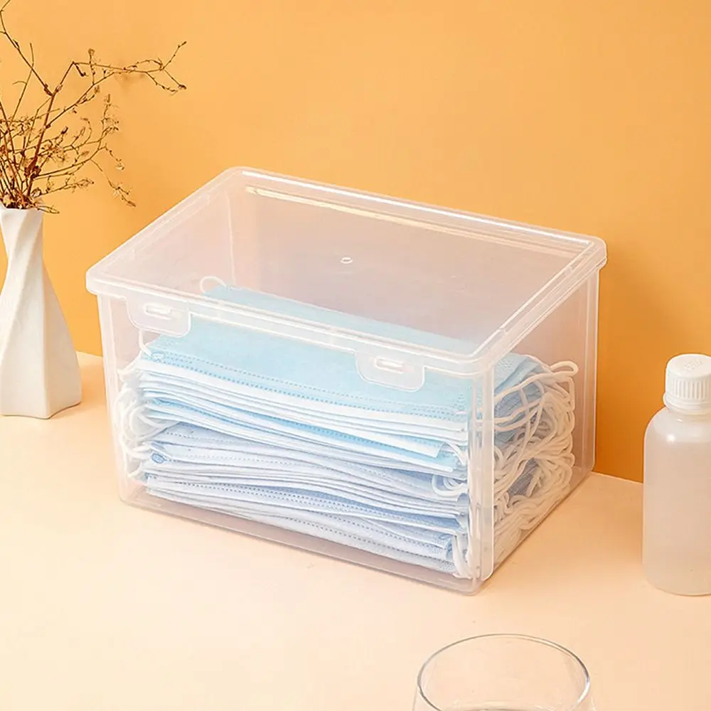 Neue 1-teilige, verdickte Maskenaufbewahrungsbox, transparente Klappbox, kleine und große Kunststoffbox für Medikamente, Pillen, Schmuck, Ohrringe, Kosmetik – Detail 6