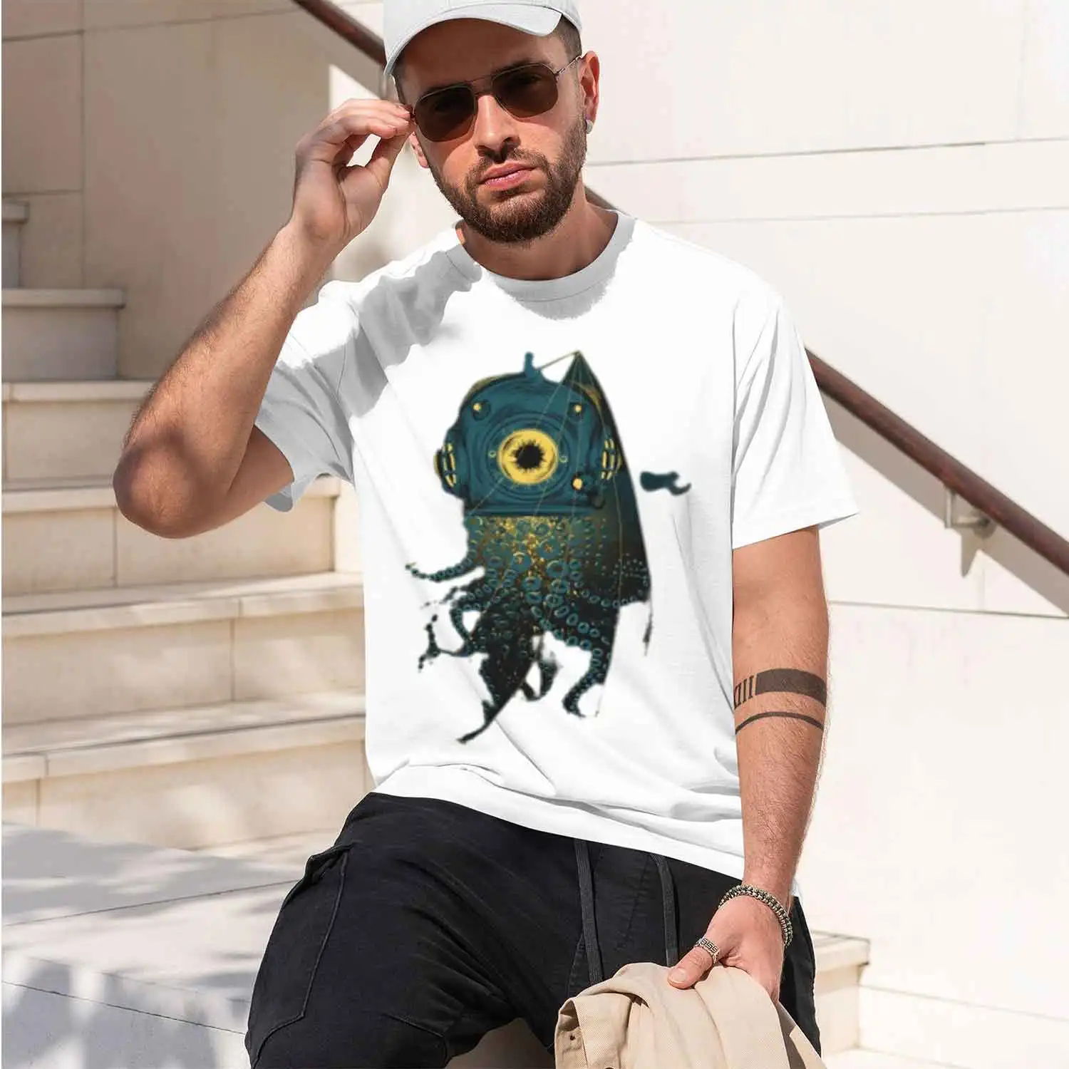 Great Balance T-shirt Men Astronaut Fisher Universe T Shirt Helmet Sea Life Ocus Print Tshirt Jellyfish Tees 2026 New Model Shor