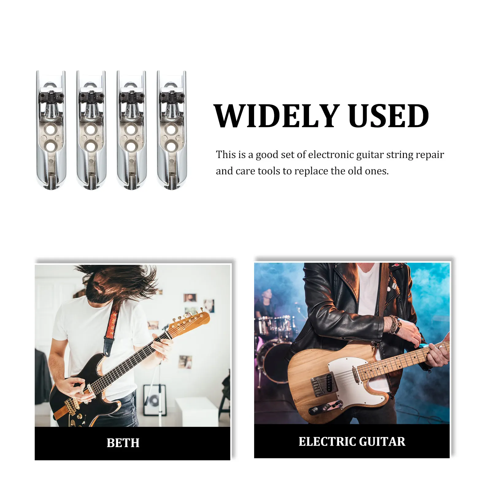 

4 Sets Bass String Bridge Accessories Saddle Ukulele Nut Guitar Electric Bridges Silver