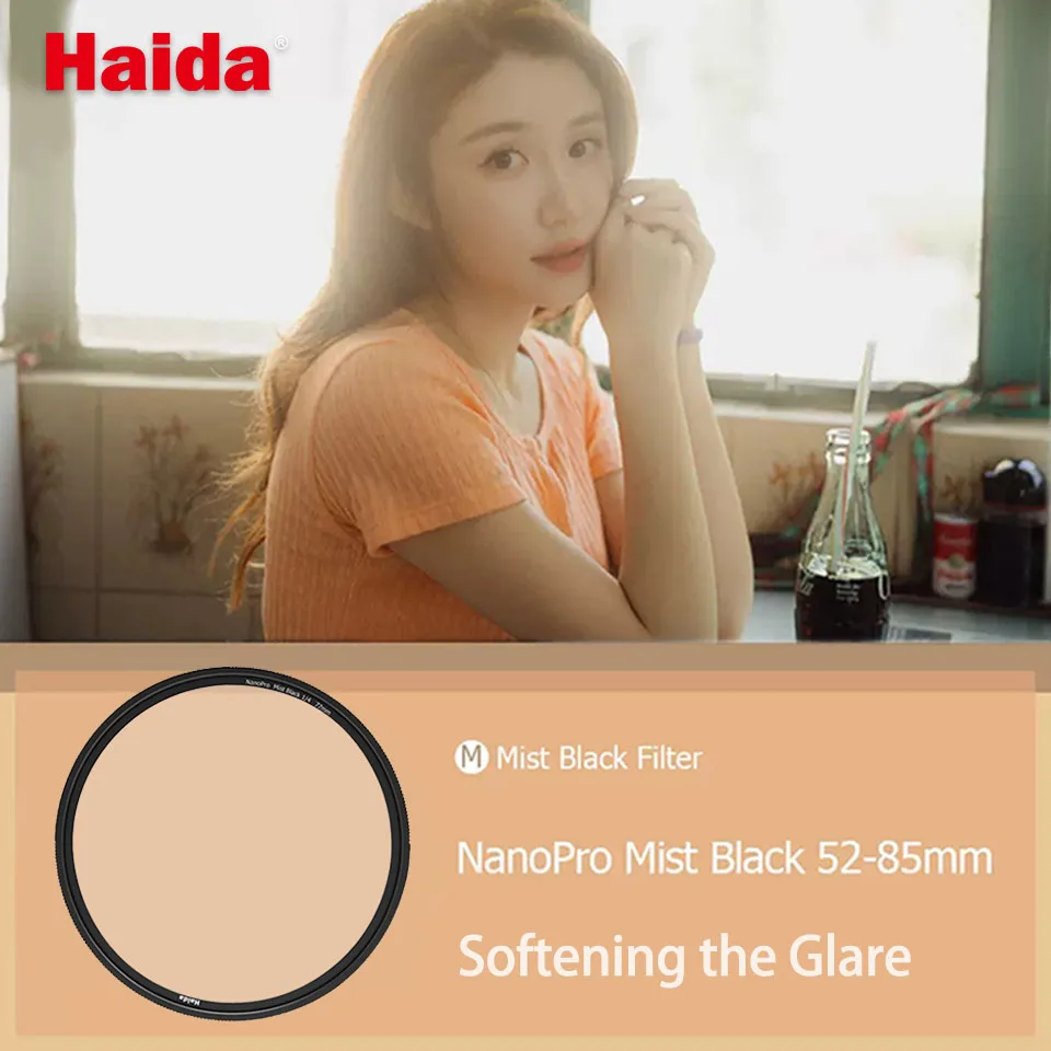 Haida NanoPro Black Mist Filter 1/4 1/8 Round Soft Focus Filter Hazel Fantasy for Camera Portrait Photography Sony A7RIII Canon