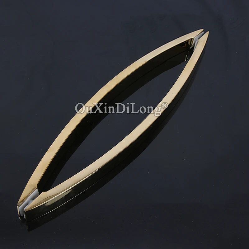 Top Luxury 304 Stainless Steel Glass Door Handles Crescent Pair Mount Bathroom Office Shopping Mall Door Pulls Handle for 8~12mm