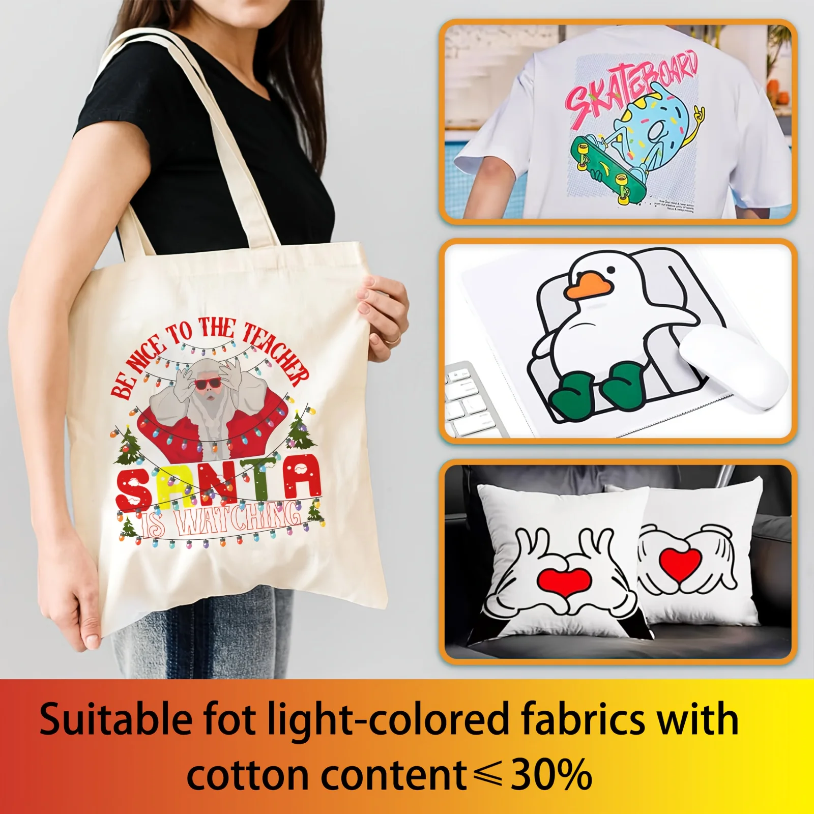 HUSPER A4 Sublimation Paper 100 Sheets 105g Compatible with Inkjet Printer Heat Transfer for T-shirts Mugs Personalized Projects