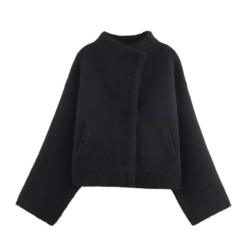 

HipSeam женская двубортная вязаная куртка с высоким воротником весна осень женские пальто с длинными рукавами женские шикарные топы