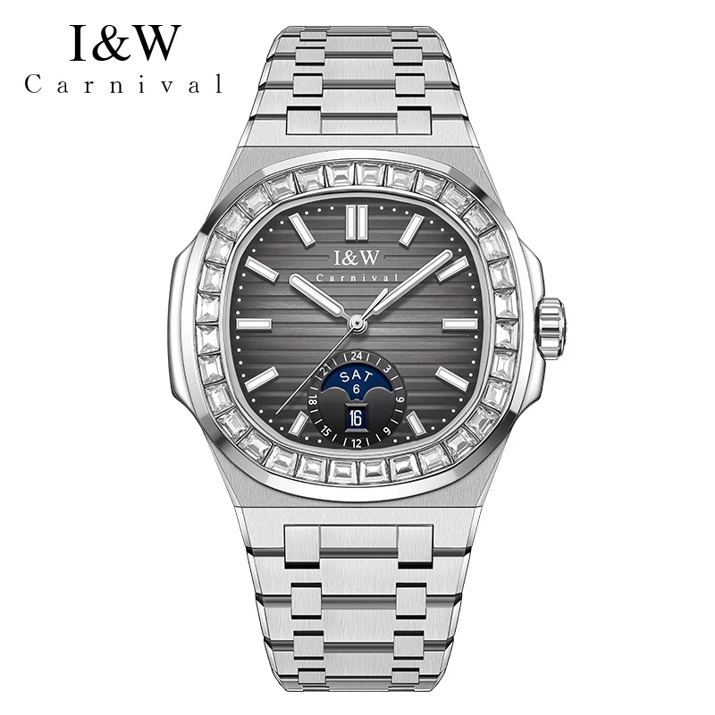 Carnival Brand High-end Series Square Mechanical Watch for Men 50M Waterproof Luxury Imported Movement Automatic Watches Mens