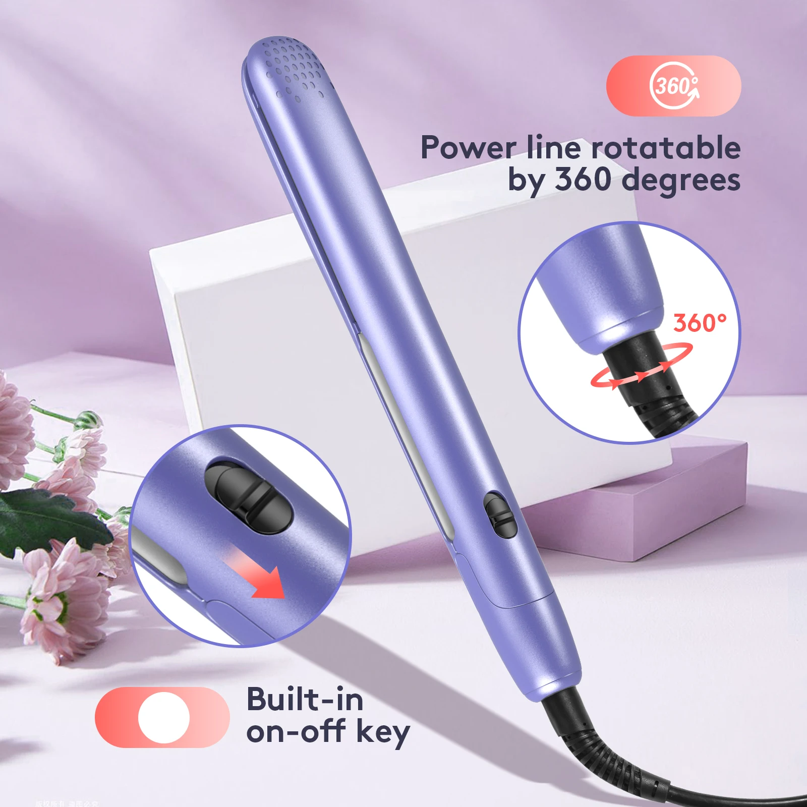 سيجوي مكواة فرد الشعر سيراميك حديد مسطح تسخين سريع درجة حرارة قابلة للتعديل 360 درجة °   سلك دوار يغلق تلقائيًا بجهد مزدوج