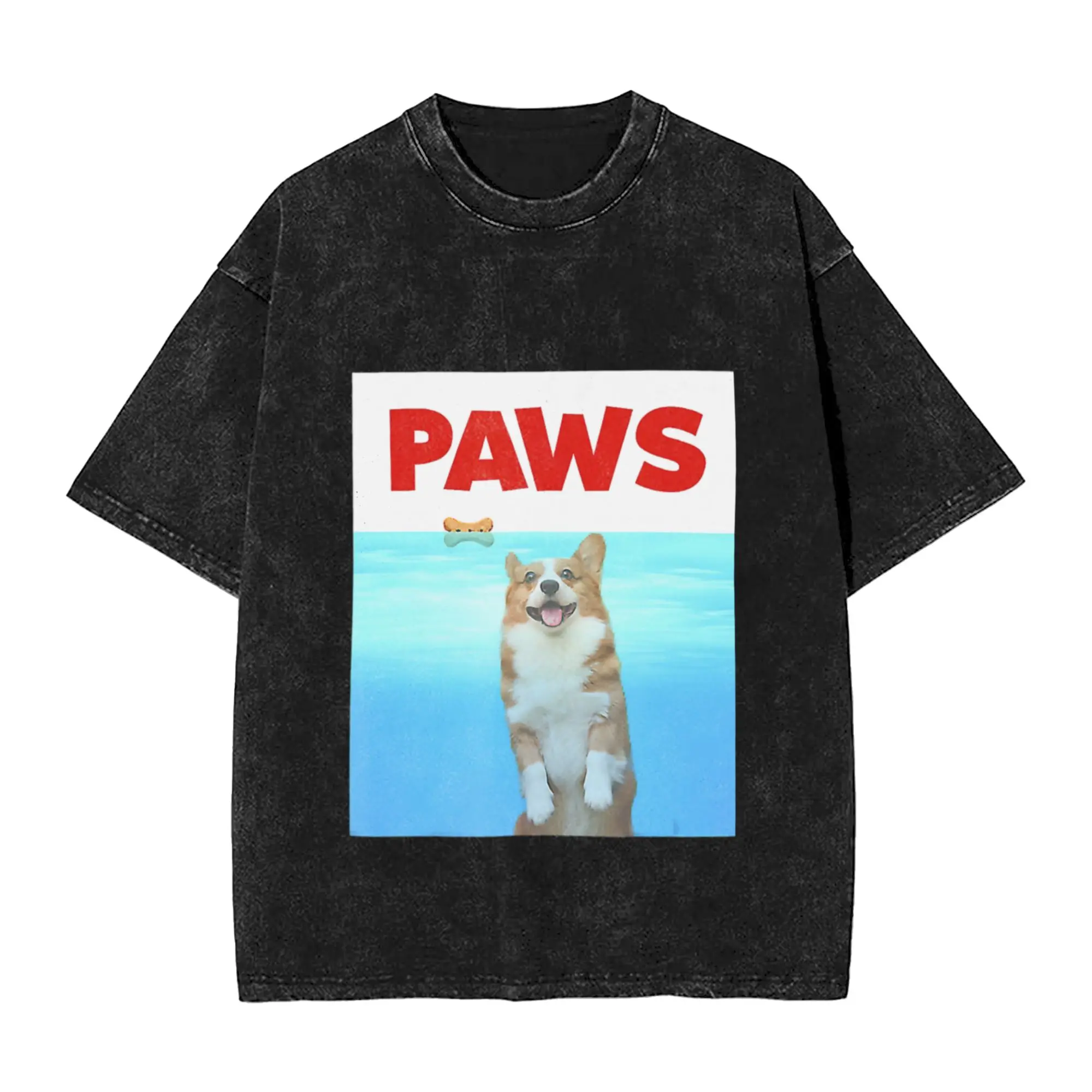 Paws Dog Parody 80s Corgi Unique Comfort A Washed T Shirt Men's Women's Oversized Cotton Tees Tops
