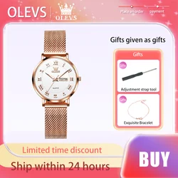 OLEVS-Montre à quartz pour femme, bracelet en acier Milan, beauté exquise, cadeau simple, marque originale