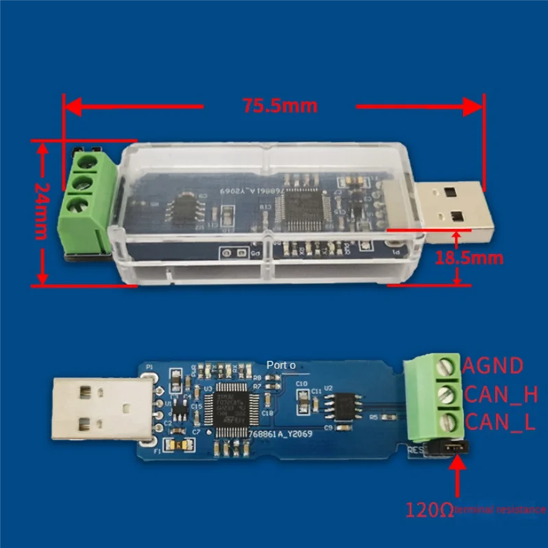 يمكن USB إلى CAN وحدة يمكن تصحيح محول CAN Bus محلل التصحيح مساعد إصدار غير معزول-الإلكترونيات الساخنة