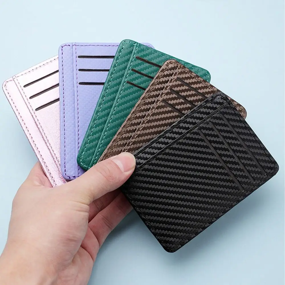 New Slim Card Bag Texture PU Solid Color Small Wallets Portable Large Capacity Credit Card Holder Women Men