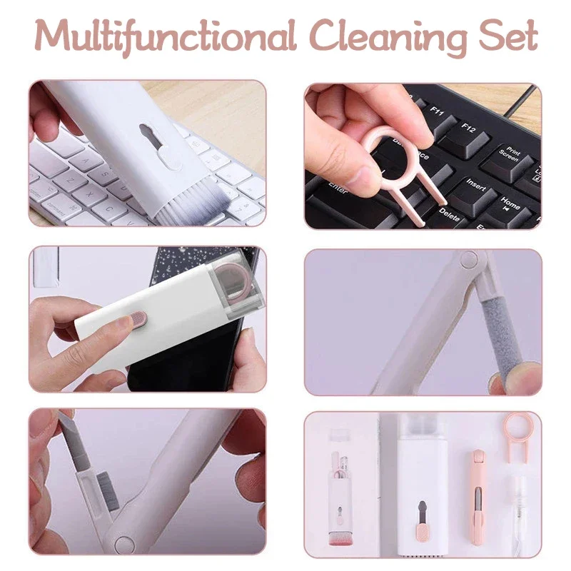 7 IN 1 Computer Laptop Keyboard Cleaning Brush Kit Mobile Phone Dust Cleaning Pen Brushes Cleaner Portable Brush Keycap Puller