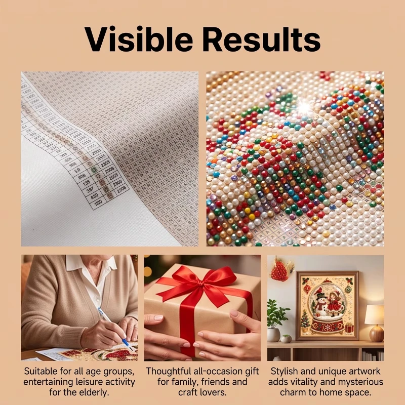 Framed Christmas Pearl Diamond Painting Kit 3D Art Craft With Pearl Beads DIY Holiday Wall Decor Relaxing Gift New Design Set