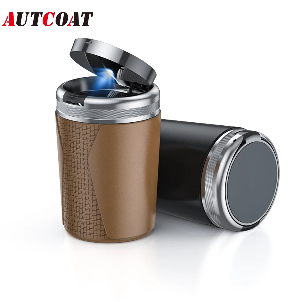 

1 шт. автомобильная пепельница с крышкой, портативная пепельница, мини-автомобильный мусорный бак, съемный бездымный пепельница из нержавеющей стали со светодиодной подсветкой