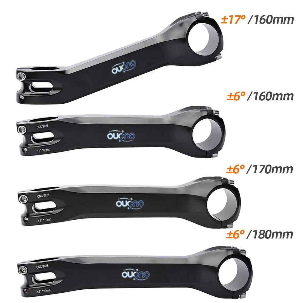 OUO Long Bicycle Handlebar Stem CNC 160/170/180mm Mtb Bike Table 6/17Degree Takeaway 31.8 For Bicycle Downstem 7075 Aluminum