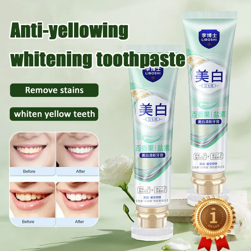 Toothpaste whitening translucent yellowing clean white stains yellowing fresh breath herbal toothpaste genuine health oral care