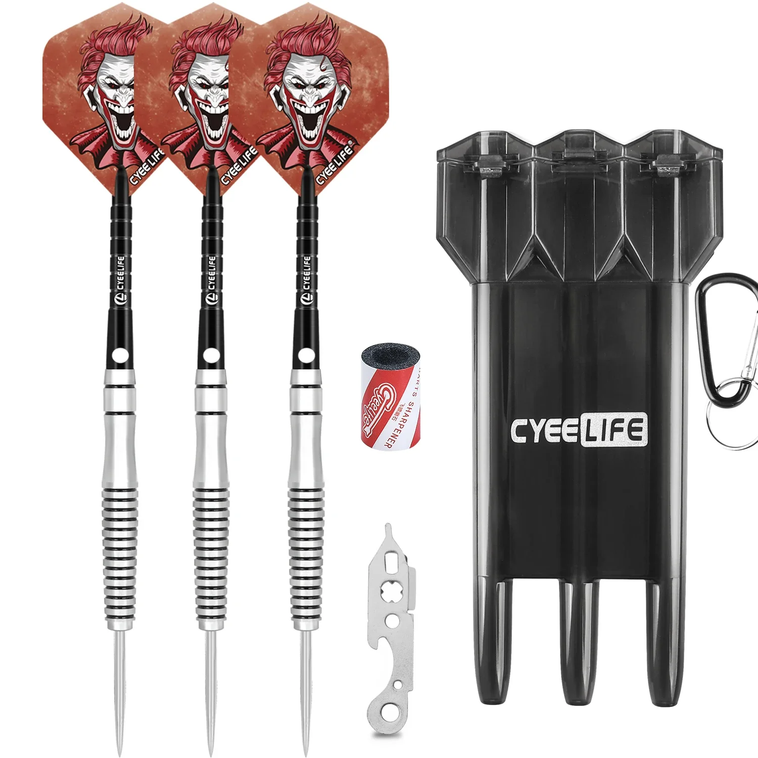 CyeeLife 23g Tungsten Steel Tip Darts for Competition Pro Dart Set with Case, Aluminium Shafts+Sharpener+Tool