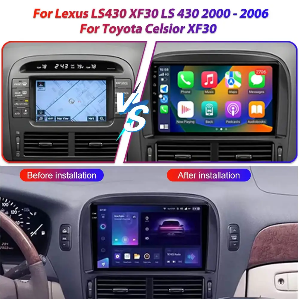 Android 14 For Lexus LS430 XF30 LS 430 2000 - 2006 For Toyota Celsior XF30 Multimedia GPS Player Navigation Car Auto Radio DVD