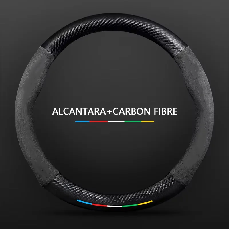 Fit For Cadillac ATS CT4 CT5 CT6 CTS XT5 XTS XT6 Escalade XLR Suede Carbon Fiber Anti-Slip Steering Wheel Cover Auto Accessorie