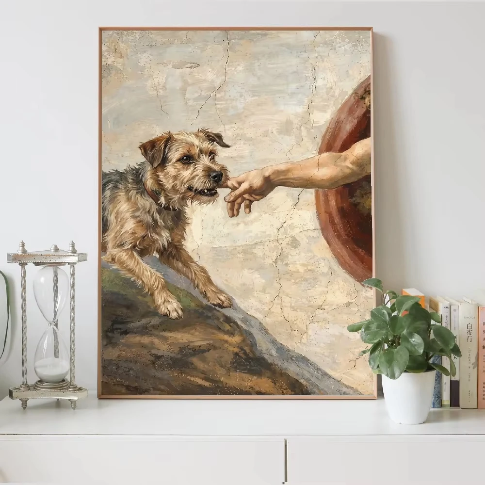 God Hand Katzen- und Hunde-Scherz-Canvas-Gemälde Katze leckt Fingerabdrücke Lustiges Tier-Wandbild Poster Bild Dekoration Wandgemälde Cuadros – Detail 9