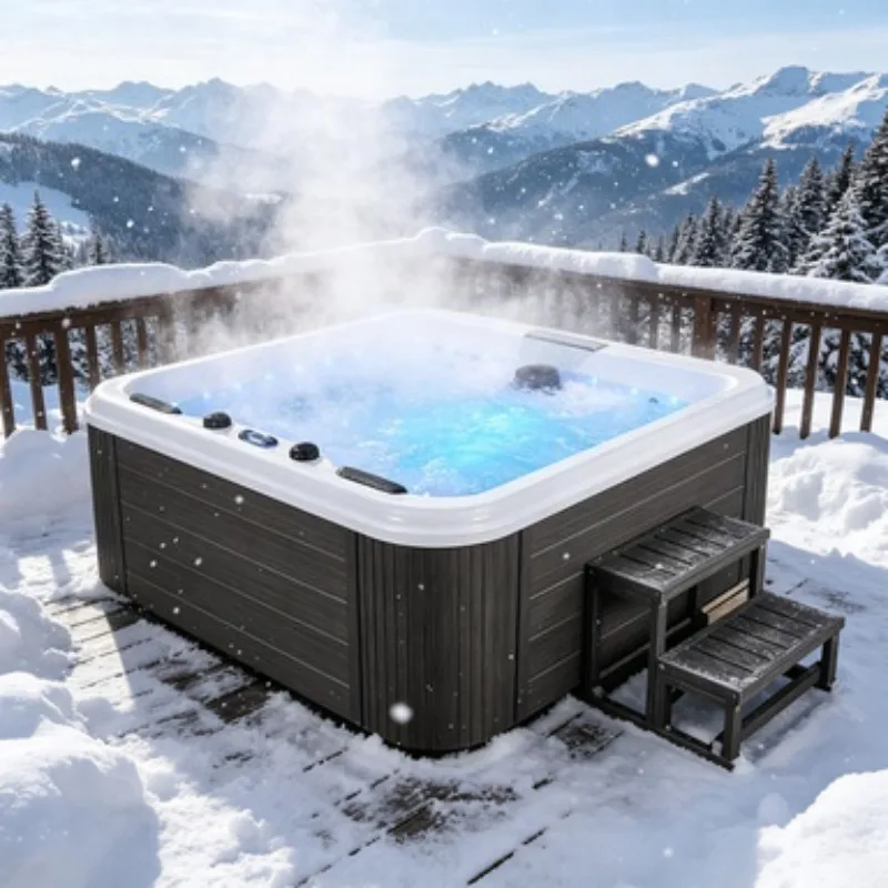2 Person Whirlpool Massage Bathtub Spa Hot Tub Acrylic Freestanding Jacuzzi with Balboa System and Waterfall Design