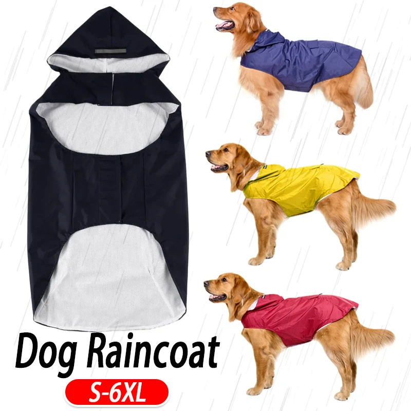 Dog Raincoat Waterproof Hoodie Jacket Rain Poncho Pet Rainwear Clothes with Reflective Stripe Outdoor Dogs Raincoat Accessories