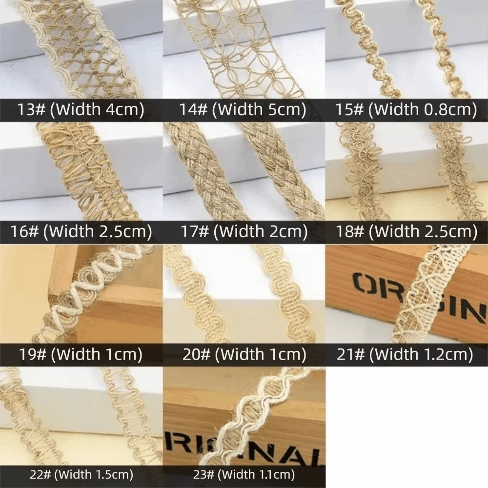 Vintage 10 Meter Burlap Ribbons Twine Handicraft Weavin Linen Burlap Ribbon Lace Design Jute Yarn Gift Warrping