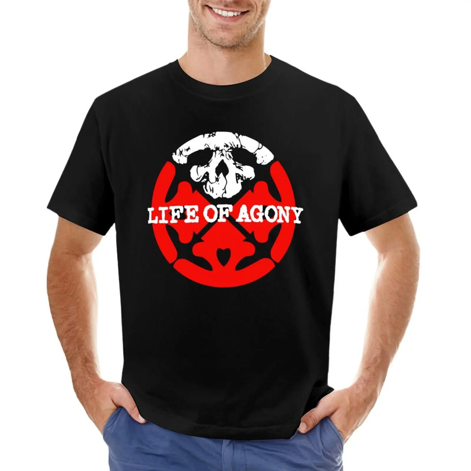 Red logo Life Of Agony T-shirt summer tops plus sizes vintage mens graphic t-shirts hip hop