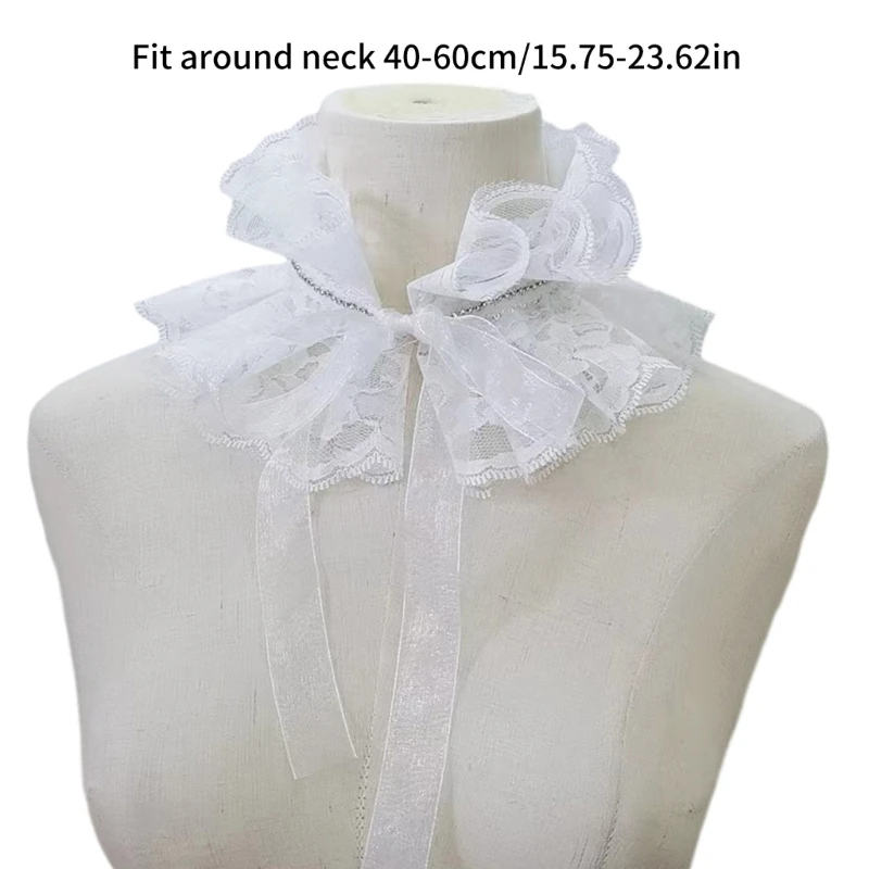 Victorian Collar Ruffled Court Collar Renaissance Sweet Lapel Collar for Shirt Blouse Decorative Spread False Collar