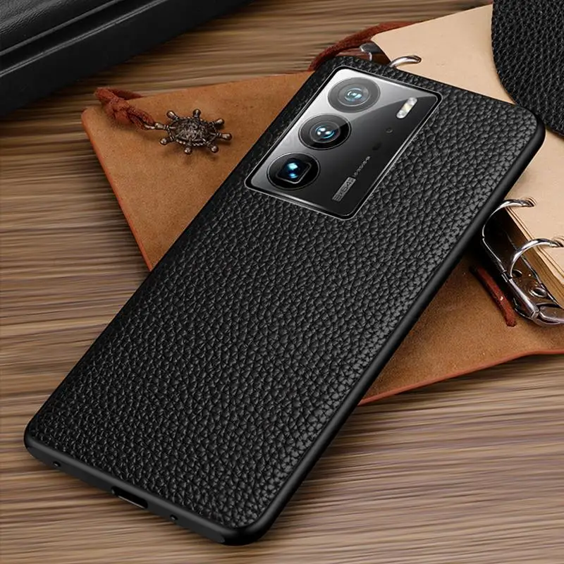 Coque For ZTE Axon 40 Ultra 5G Genuine Leather Phone Case For Axon 40 Ultra Ultra Slim Phone Cover For A2023P Shockproof Fundas