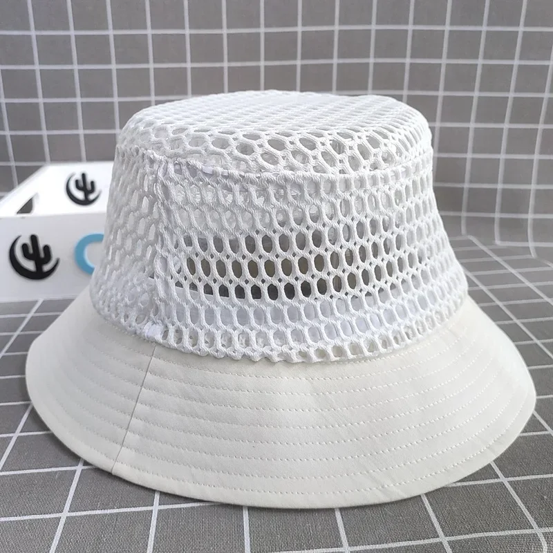 Summer fisherman\'s hat new hollowed out sun visor sunscreen big head girth hat female black and white large size basin hat male