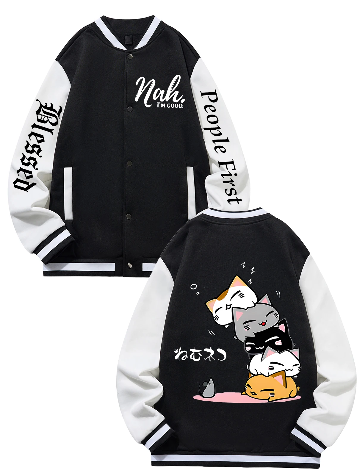 

Черная, синяя, зеленая куртка с двусторонним принтом, свободная бейсбольная куртка унисекс большого размера XS-XXL, уличное пальто, теплая флисовая мягкая куртка