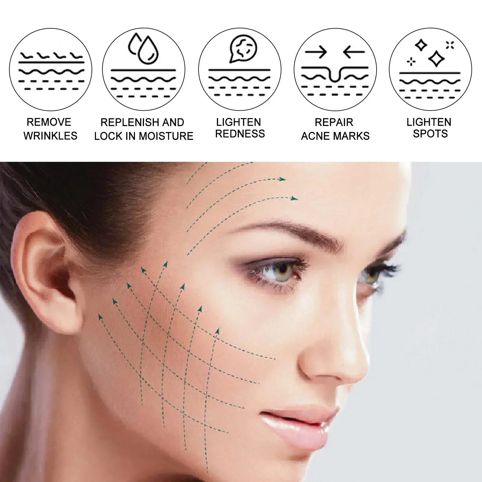 Soro facial esfoliante com ácido hialurônico Poros Encolhendo Poros Grandes, Remoção de cravos, Hidratação Facial, Óleo de Envelhecimento