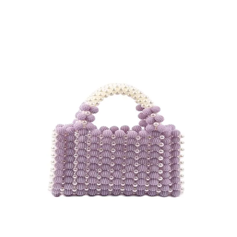 

Beads Handbag Red Bayberry Pearl Dinner Party Dress Handbag Hand-woven Unique Design Beaded Banquet Party Square Bag